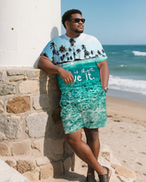 Summer Vibes Men's Plus Size T-Shirt & Shorts Suit